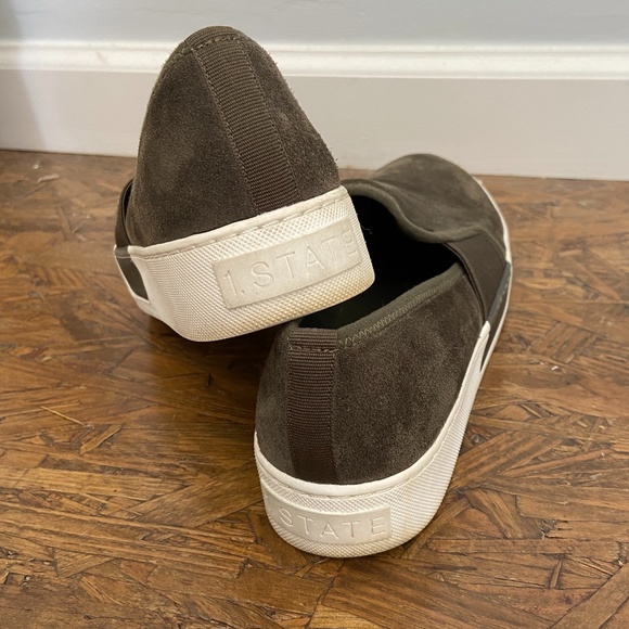 Olive green suede platform loafers - Picture 5 of 6